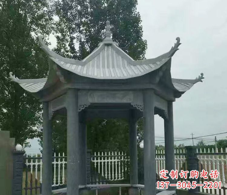 运城园林仿古石凉亭景观石雕 (2)