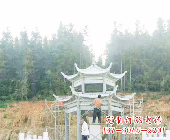 运城园林仿古双层石凉亭景观石雕 (2)