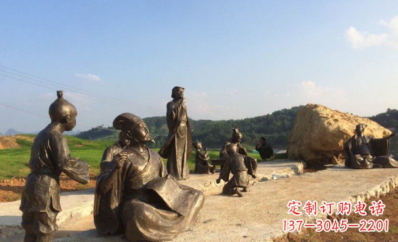 运城园林古代人物和玩耍的小孩小品铜雕