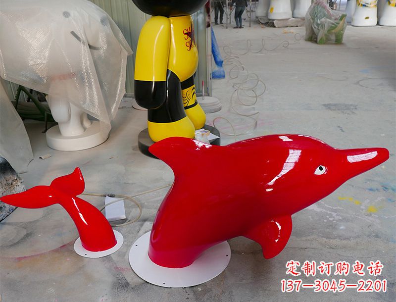 运城园林广场创意海豚入水出水雕塑摆件