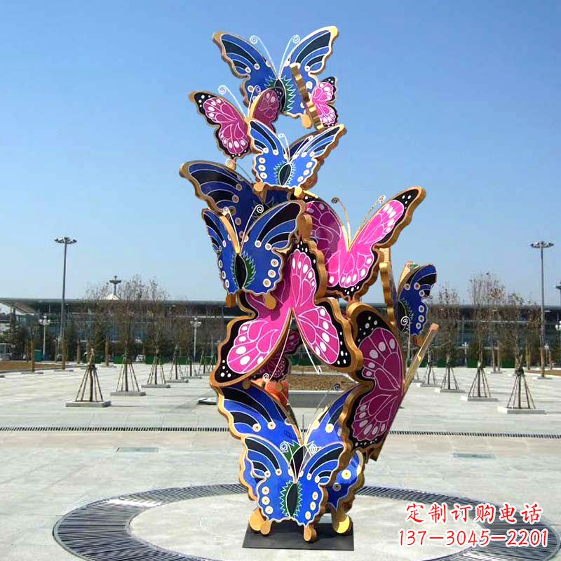 运城园林广场蝴蝶不锈钢动物景观雕塑