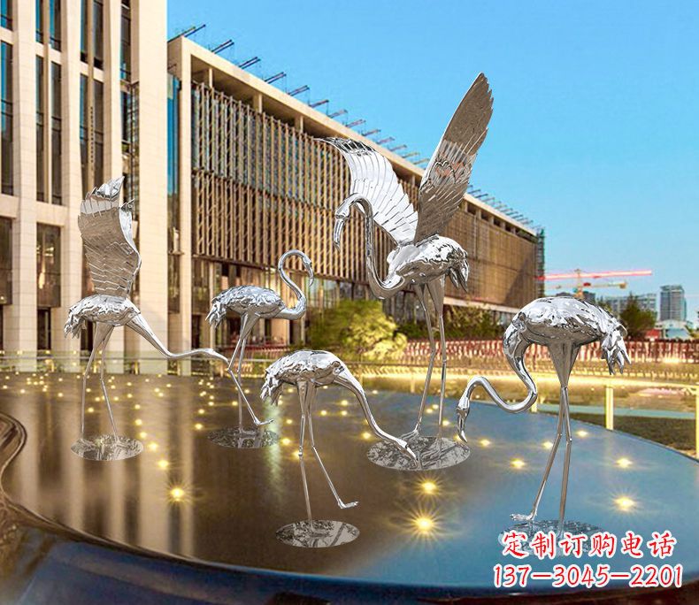 运城园林火烈鸟不锈钢雕塑