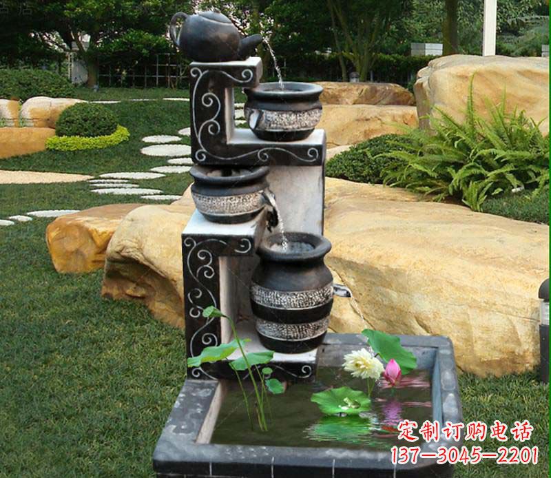 运城园林景观茶壶流水池石雕