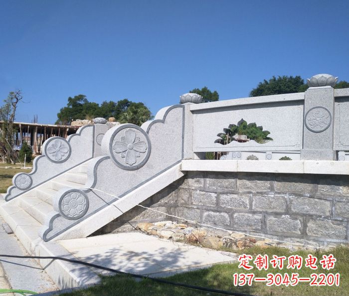 运城园林景观大理石镂空莲花石栏板 (2)