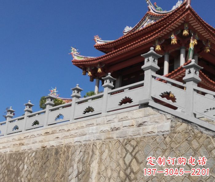 运城园林景观大理石镂空莲花石栏板