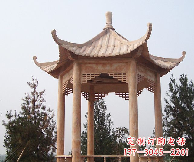 运城园林景观单层石雕凉亭 (3)