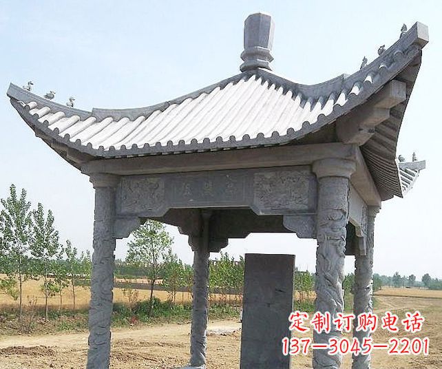 运城园林景观单层石雕凉亭 (4)