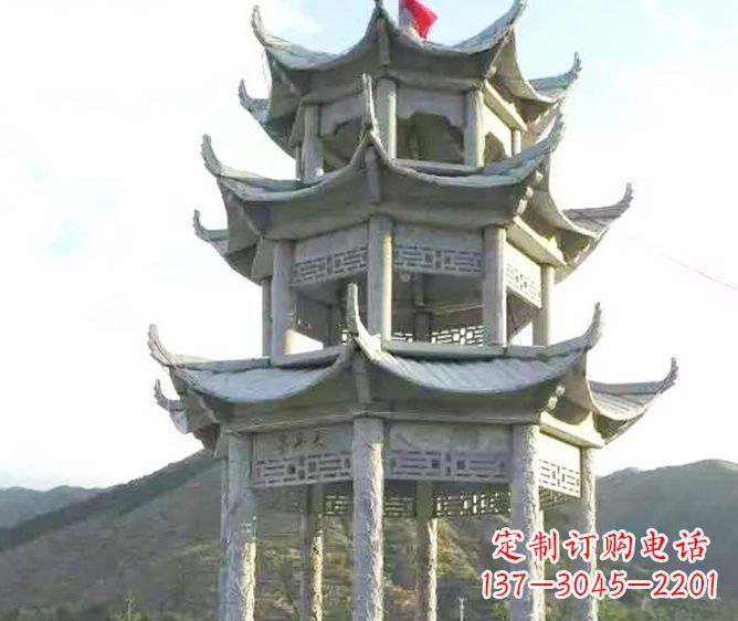 运城园林景观多层凉亭石雕 (3)