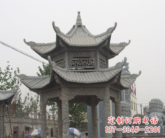 运城园林景观仿古石雕凉亭 (2)