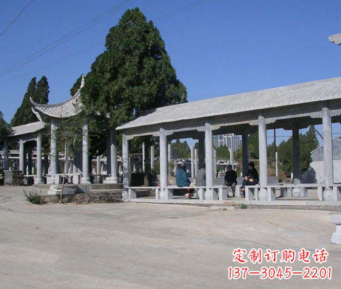 运城园林景观仿古石雕长廊凉亭 (2)