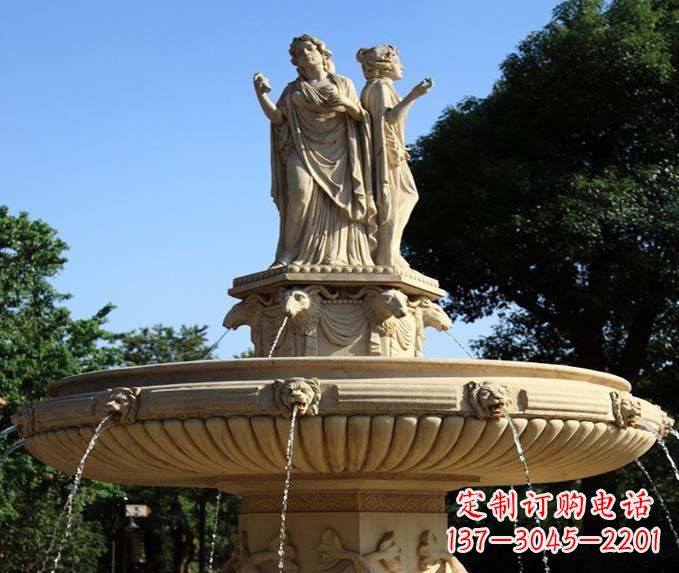 运城园林景观西方人物喷泉石雕