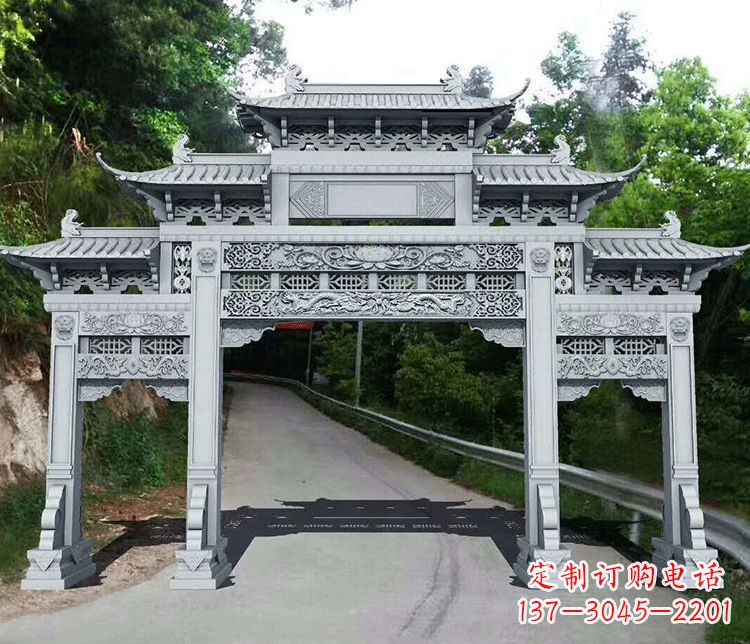运城园林三门石牌坊景观石雕