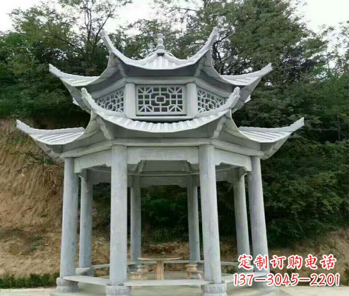运城园林双层凉亭石雕 (2)