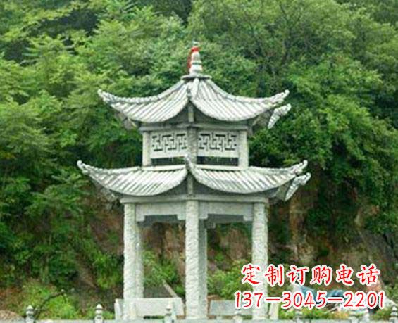 运城园林双层六角石凉亭景观石雕