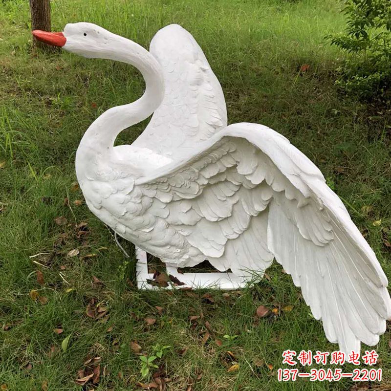 运城展翅飞翔白天鹅仿真发光动物雕塑