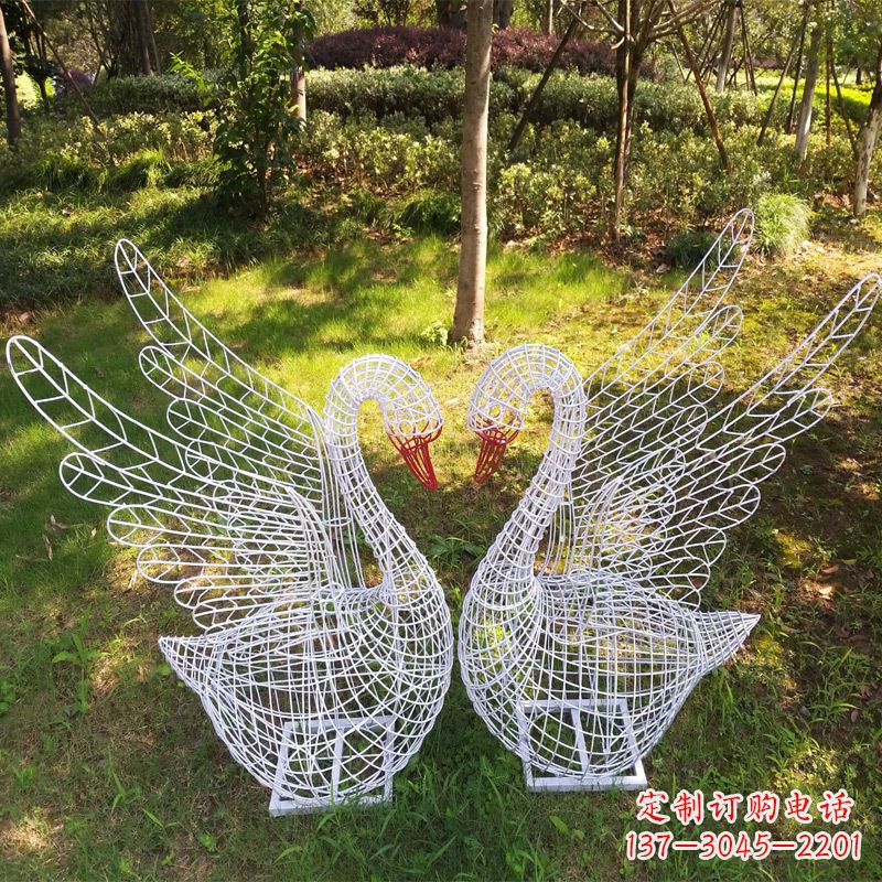 运城展翅天鹅公园绿地铁艺动物摆件