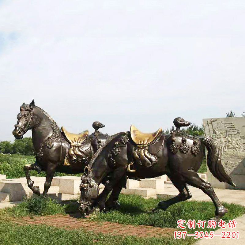 运城战马群公园景区动物情景雕塑