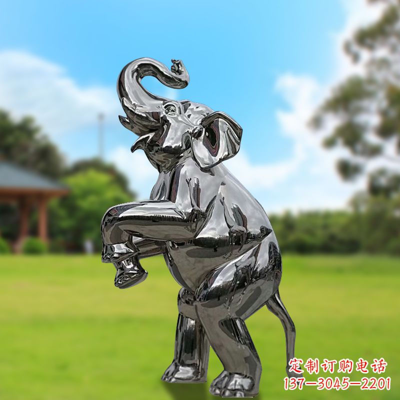 运城站立的不锈钢小象雕塑