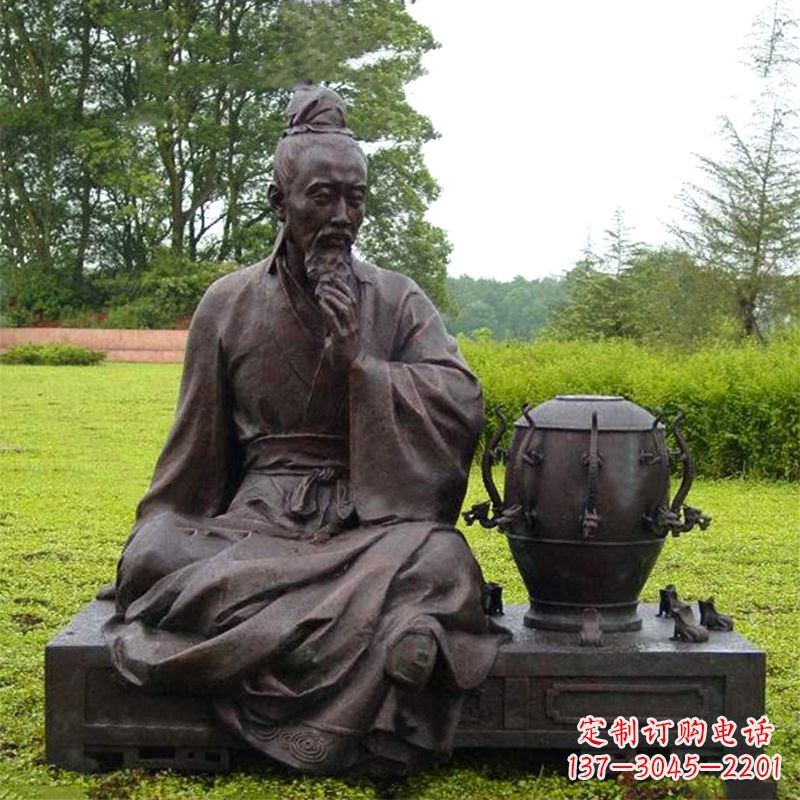 运城张衡与地动仪铜雕景观-公园园林历史名人情景雕塑