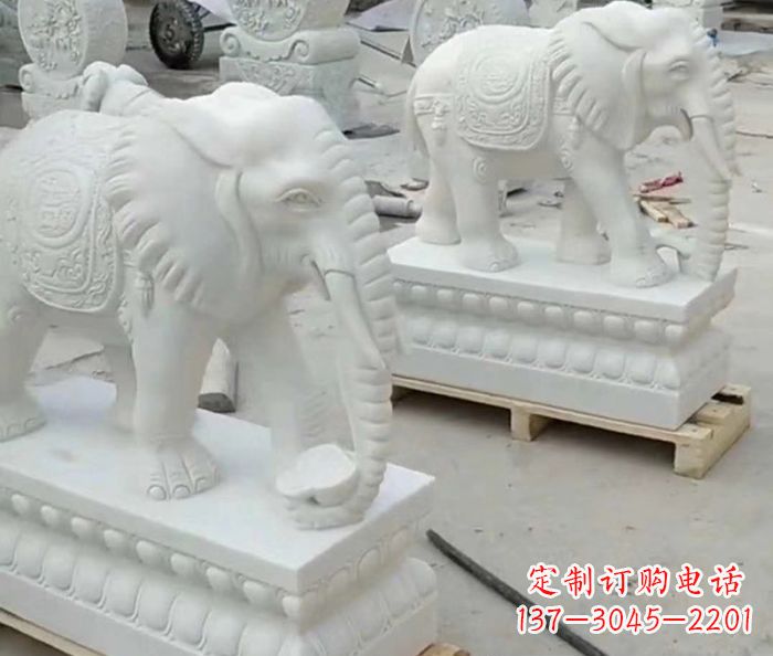 运城招财动物汉白玉大象石雕 (2)