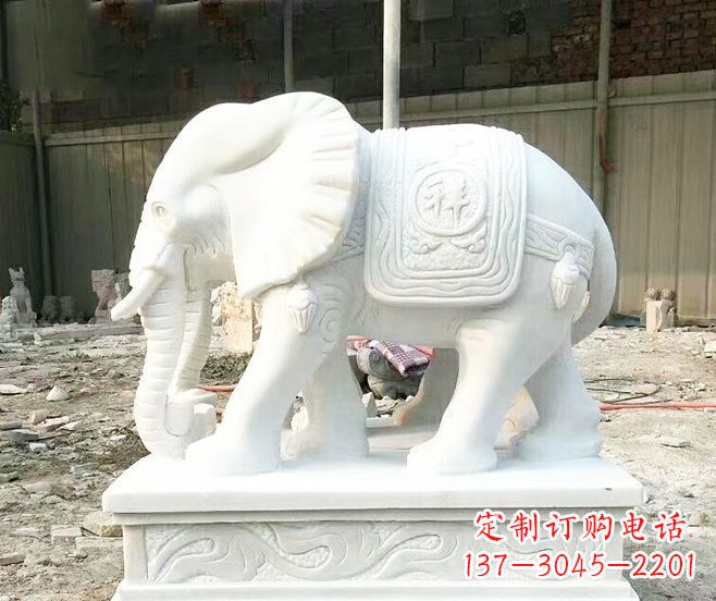运城招财动物汉白玉大象石雕 (3)