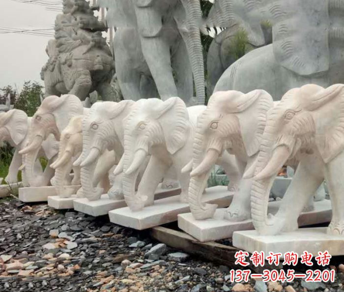 运城招财晚霞红大象石雕 (3)