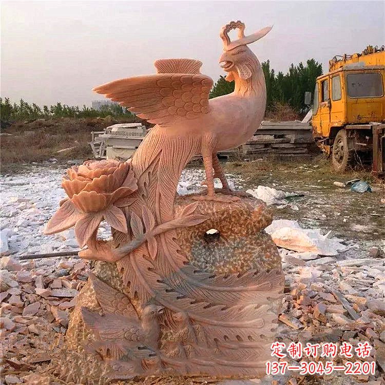 运城中国古代传说中的瑞鸟凤凰牡丹石雕