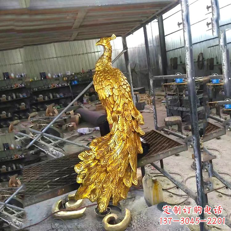 运城中国古代传说中的瑞鸟凤凰鎏金铜雕