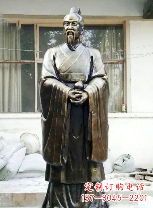 运城中国古代名医扁鹊铸铜雕像半身像