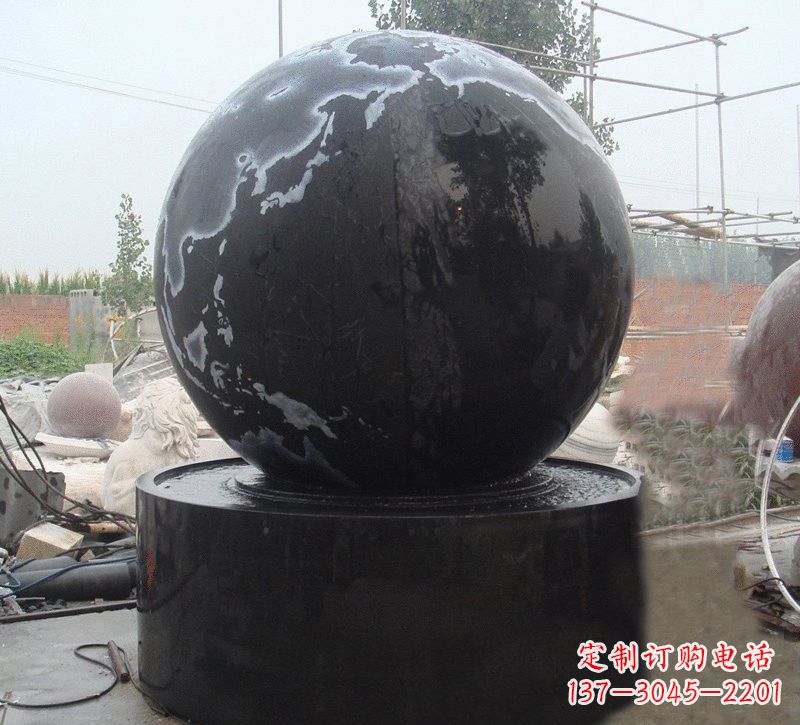 运城中国黑风水球石雕