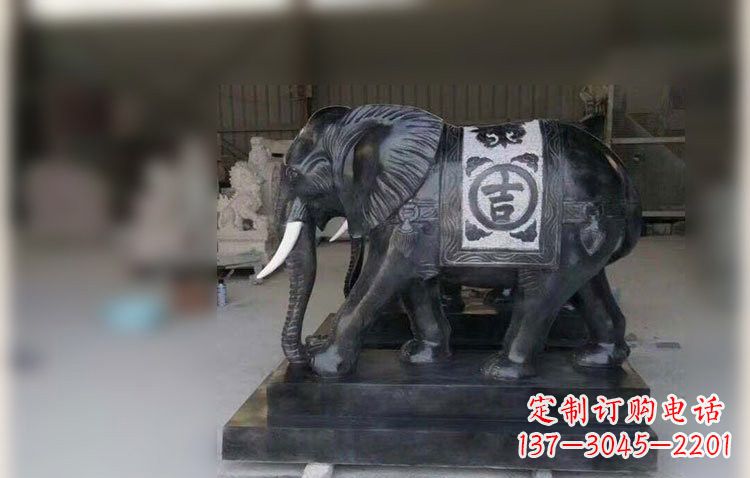 运城中国黑石材大象雕塑