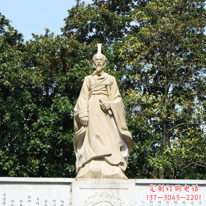运城中国名人战国时期楚国诗人屈原砂岩石雕像