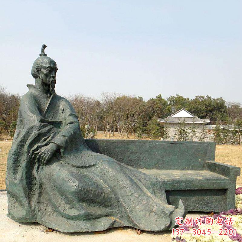 运城中国明末清初知名画家八大山人(朱耷)雕塑塑像-公园历史名人铜雕像
