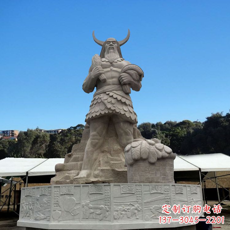 运城中国上古人物人文初祖汉白玉神农雕像