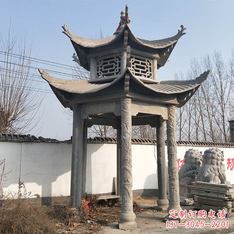 运城中式双层石雕凉亭