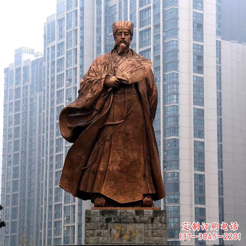 运城诸葛亮城市景观铜雕像-中国古代著名人物三国谋士卧龙先生雕塑