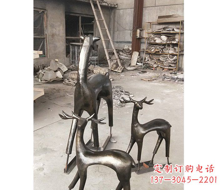 运城铸铜梅花鹿动物铜雕摆件