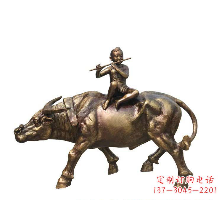 运城铸铜牧童牛雕塑