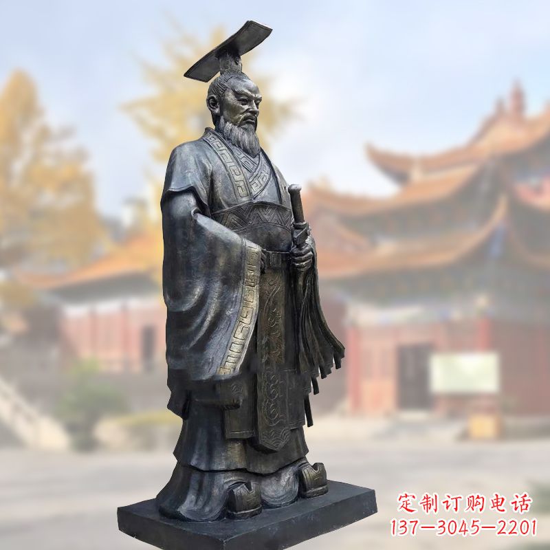 运城铸铜秦始皇铜雕塑像