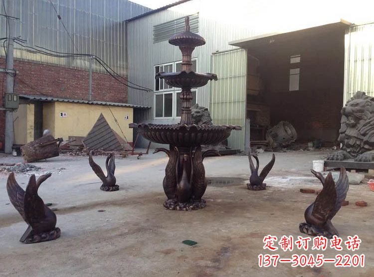 运城铸铜天鹅喷泉雕塑