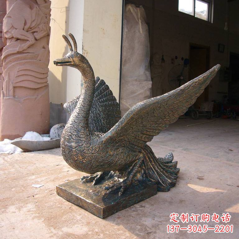 运城铸铜天之四灵朱雀雕塑摆件