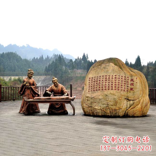 运城卓文君与司马相如凤求凰公园景观雕塑-历史典故人物情景雕塑