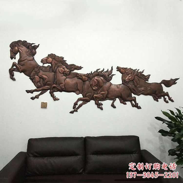运城紫铜马儿浮雕装饰画