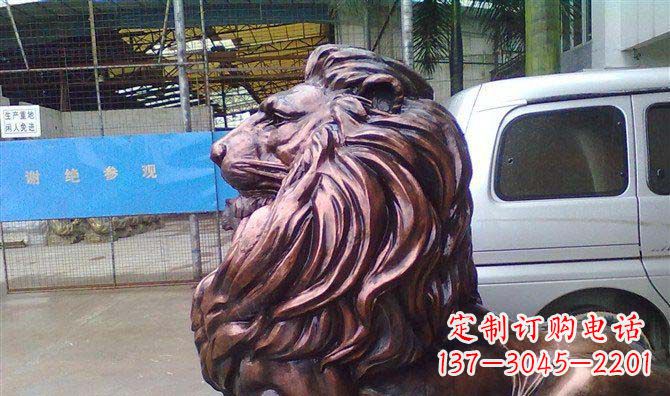 运城紫铜西洋狮子铜雕 (2)