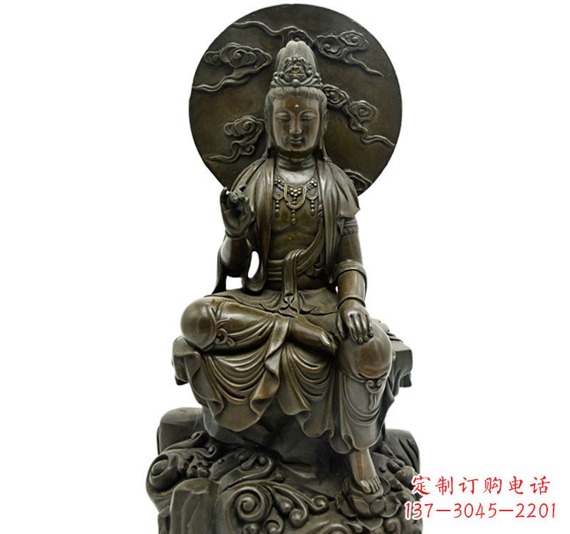 运城自在观音菩萨仿古铜雕佛像