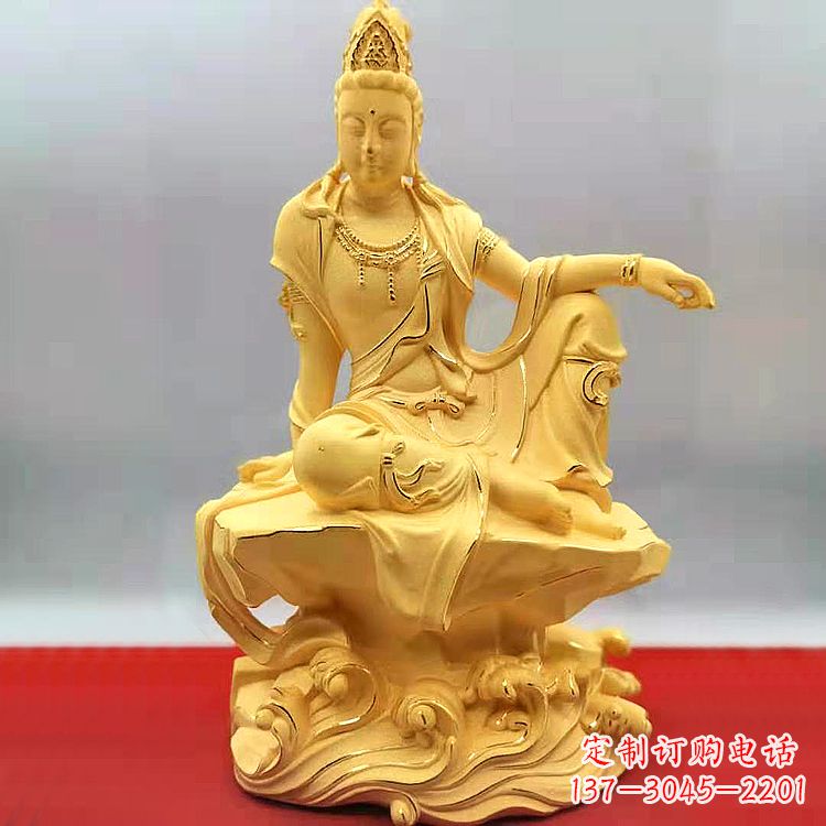 运城自在观音纯铜镀金雕塑