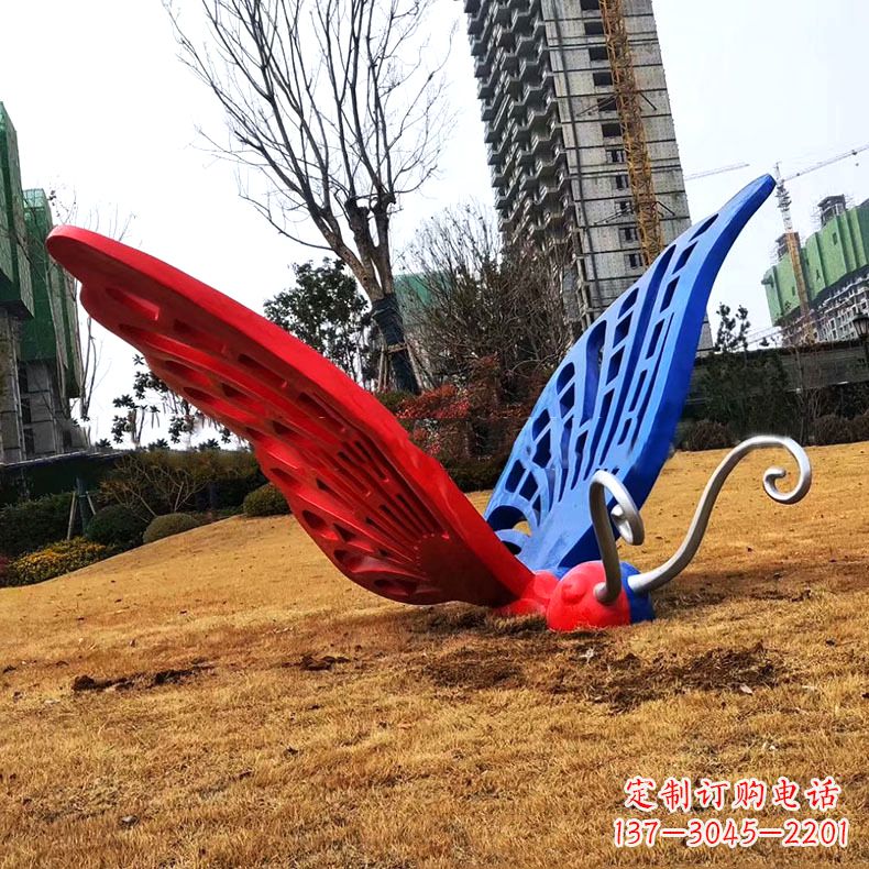 运城蝴蝶雕塑-不锈钢彩绘门口蝴蝶雕塑